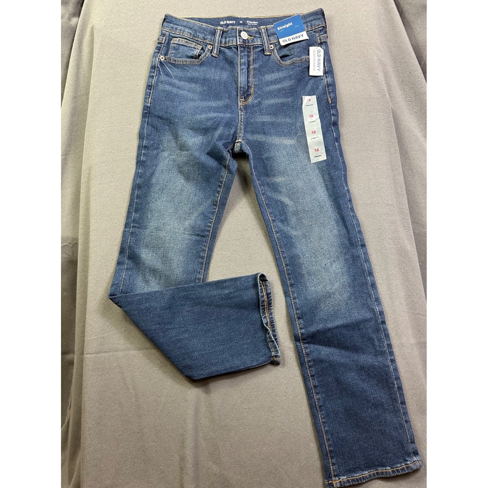 Old Navy Boys Straight Built-In Flex Adjustable‎ Waist Jeans Blue Size 12 NWT